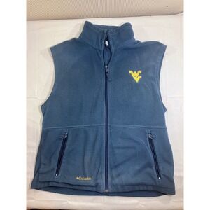 Columbia West Virginia Men's XL WVU Fleece Vest Blue Men's Full Zip Logo